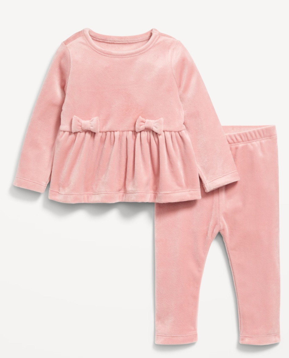 cozy velour pink soft matching set perfect for the holidays 

#LTKBaby #LTKKids #LTKHoliday