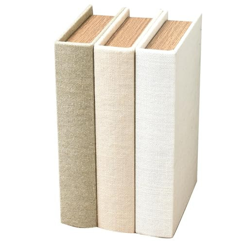 DECOR4SEASON Modern Linen and Wood Decorative Faux Book Boxes Set of 3 | Amazon (US)