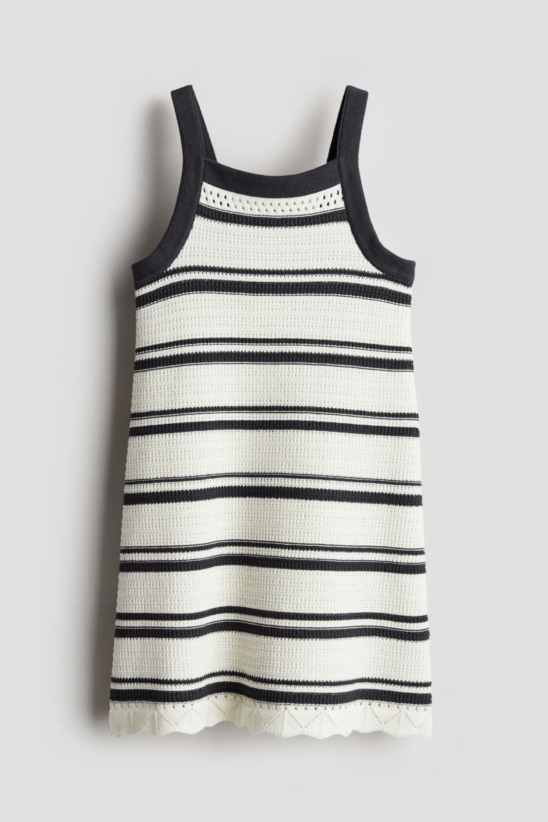 Crochet-look Dress - White/black striped - Kids | H&M US | H&M (US + CA)