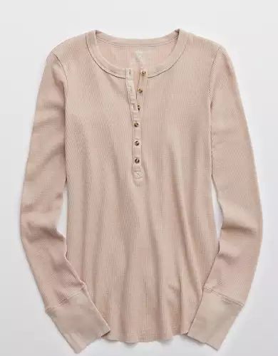 Aerie Waffle Henley Long Sleeve T-Shirt | American Eagle Outfitters (US & CA)