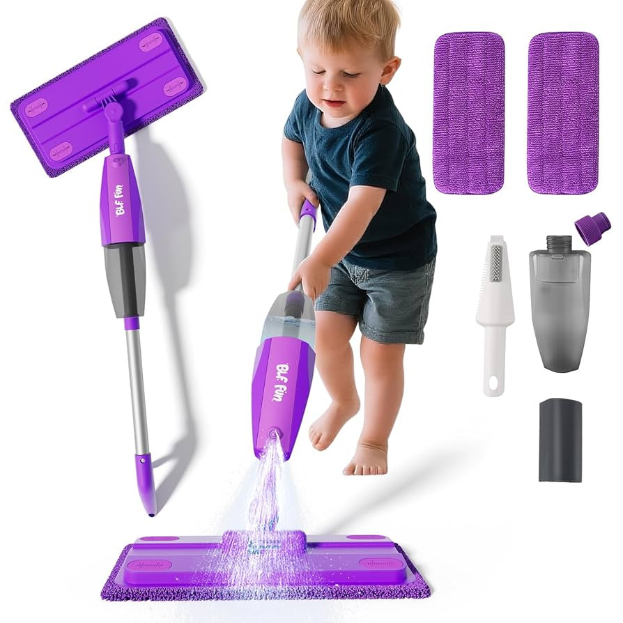 Mini Kids Spray Mop, Kids Mop Toys with Real Water Sprayer, Toddlers Cleaning Toy for Floor, Birt... | Amazon (US)