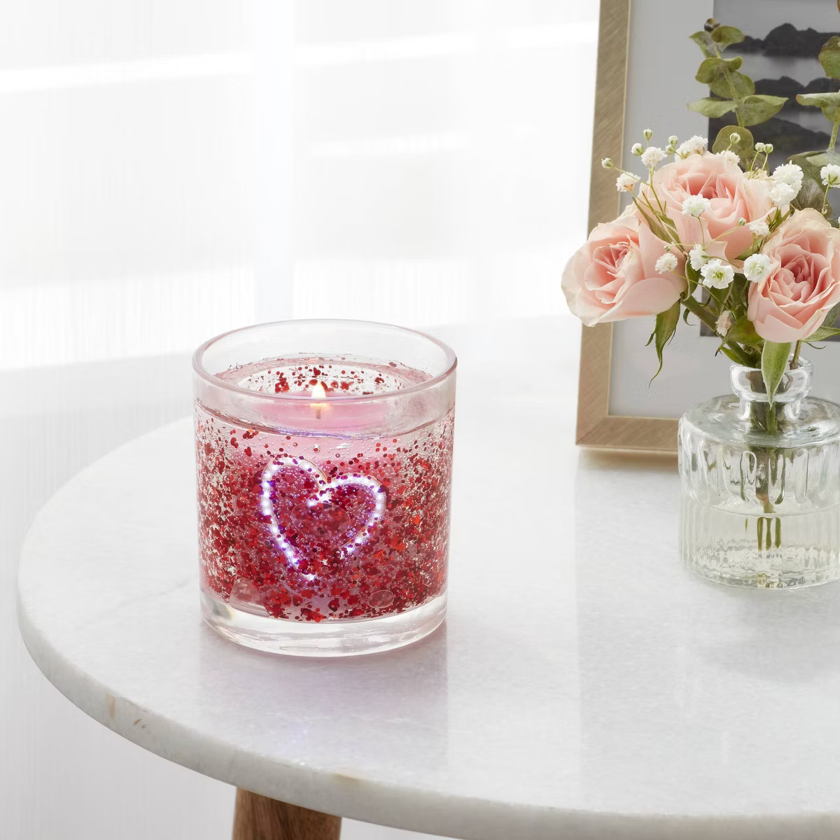 2.5oz LED Gel Light Up Heart Candle Sugared Watermelon - Room Essentials™ | Target
