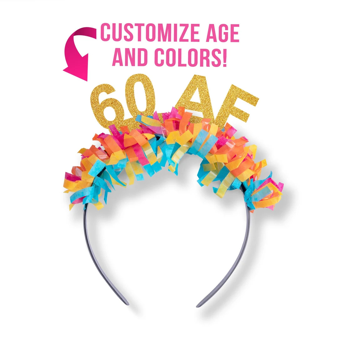 Funny 60th Birthday Gift, 60 AF Birthday Tiara, Custom Birthday Gift for her, Birthday Photo Prop | Etsy (US)