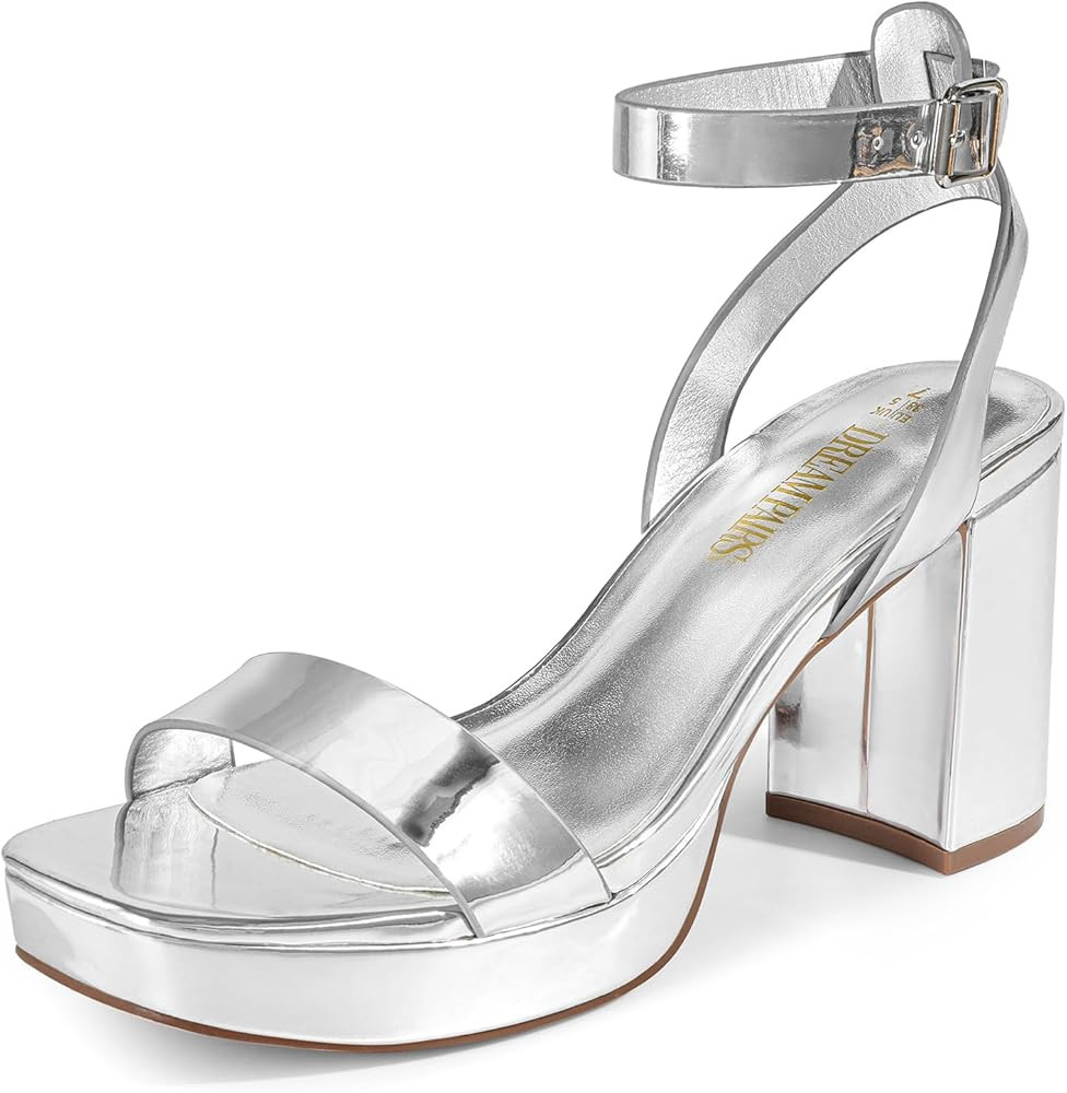 DREAM PAIRS Platform Heels for Women High Block Chunky Open Toe Ankle Strap Heels Fashion Wedding... | Amazon (US)