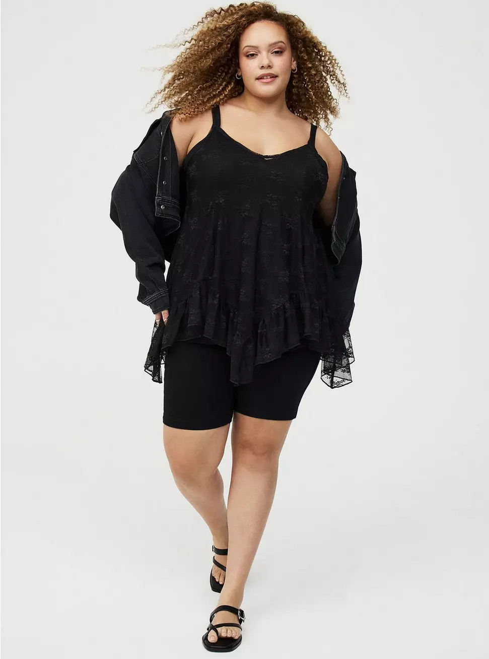 Sheer Lace Hanky Hem Slip Top | Torrid (US & Canada)