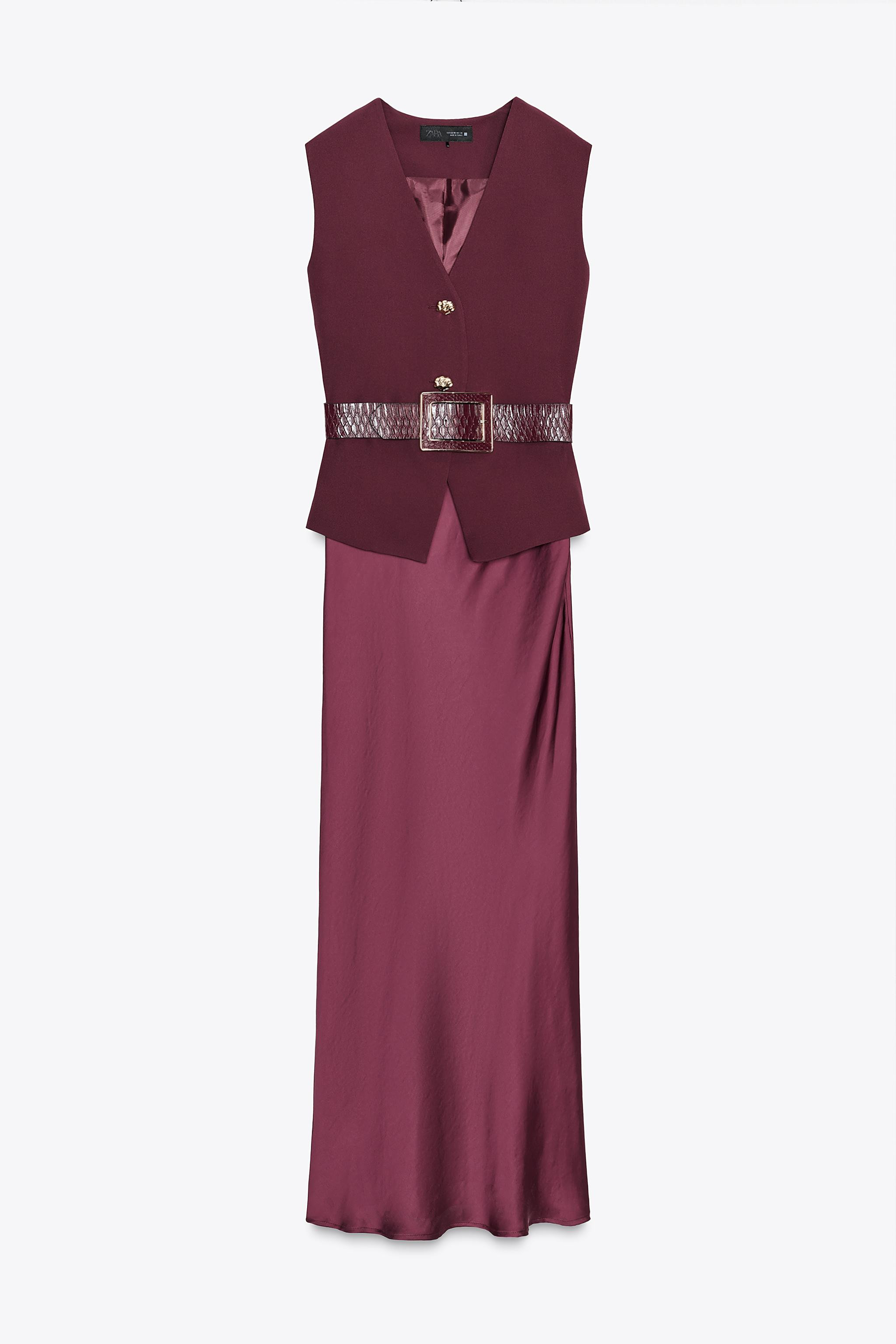 MIDI DRESS WITH VEST AND BELT | Zara US