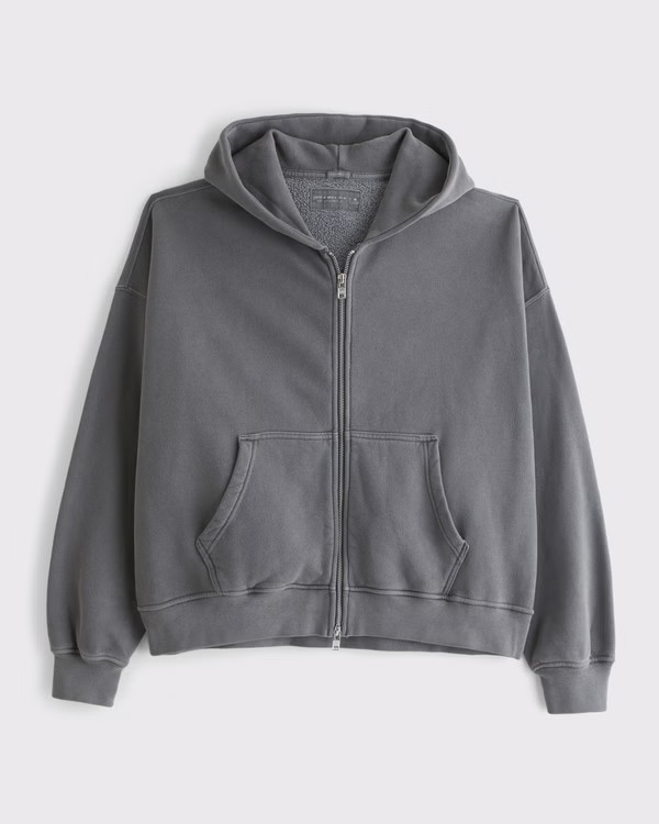 Men's Essential Cropped Full-Zip Hoodie | Men's | Abercrombie.com | Abercrombie & Fitch (UK)
