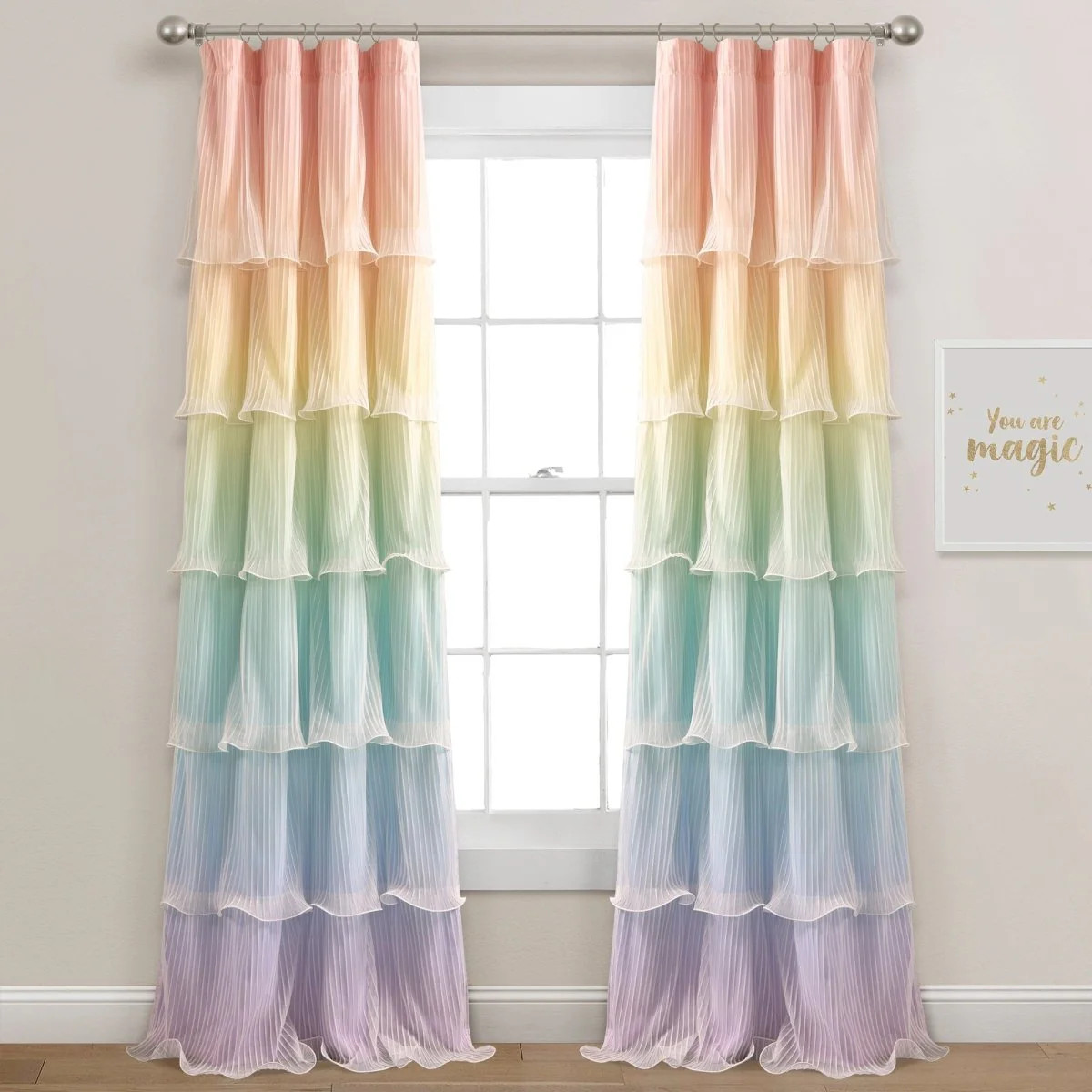 Rainbow Ombre Nerina Window Curtain Panel Set | Lush Decor