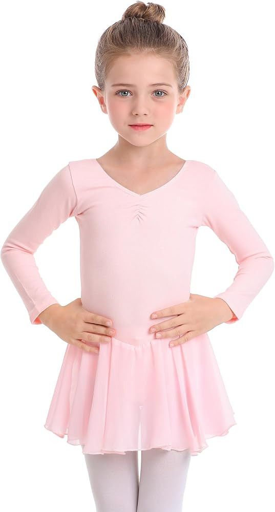 MdnMd Toddler Girls Ballet Leotards with Skirt Classic Short Sleeve Dance Gymnastic Ballerina Out... | Amazon (US)