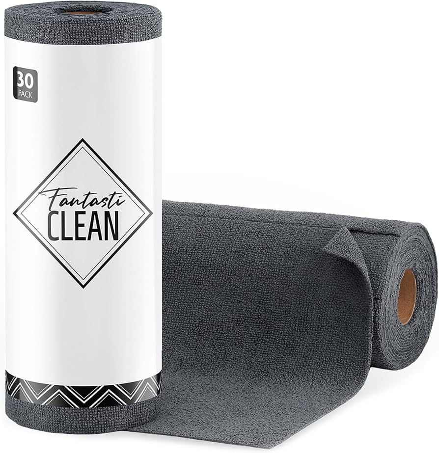 Fantasticlean Microfiber Cleaning Cloth Roll -30 Pack, Tear Away Microfiber Towels, 12" x 12", Re... | Amazon (US)