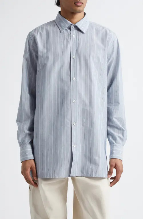 Maison Margiela Stripe Cotton Button-Up Shirt in Blue at Nordstrom, Size 41 | Nordstrom