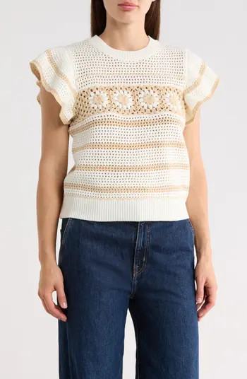 Ruffle Open Knit Sweater | Nordstrom Rack