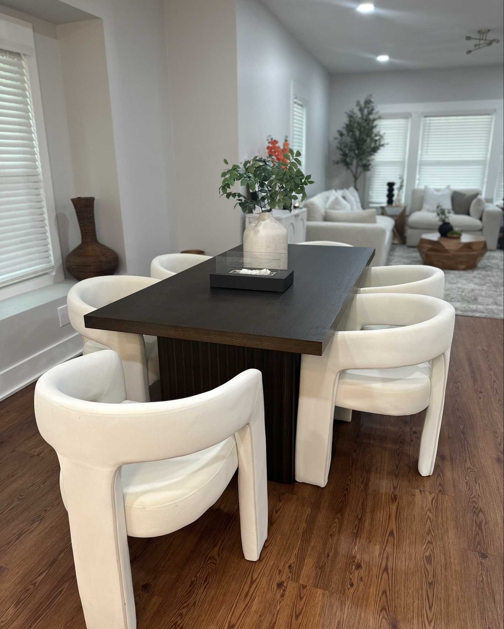 Modern diningroom wood table and chairs. Sleek look and easy to clean surfaces. #diningroomtable #diningroom #chairs #modernfurniture 


#LTKHome #LTKSaleAlert #LTKStyleTip