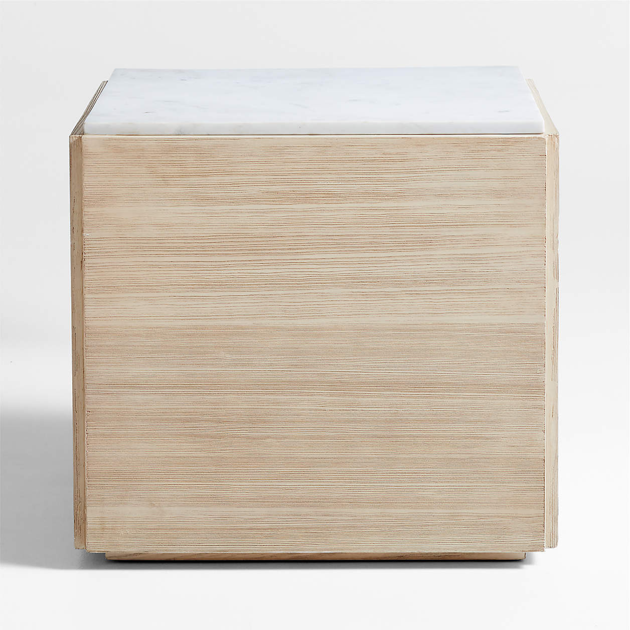 Troupe 24" Pine Wood Square Side Table with Marble Top + Reviews | Crate & Barrel | Crate & Barrel
