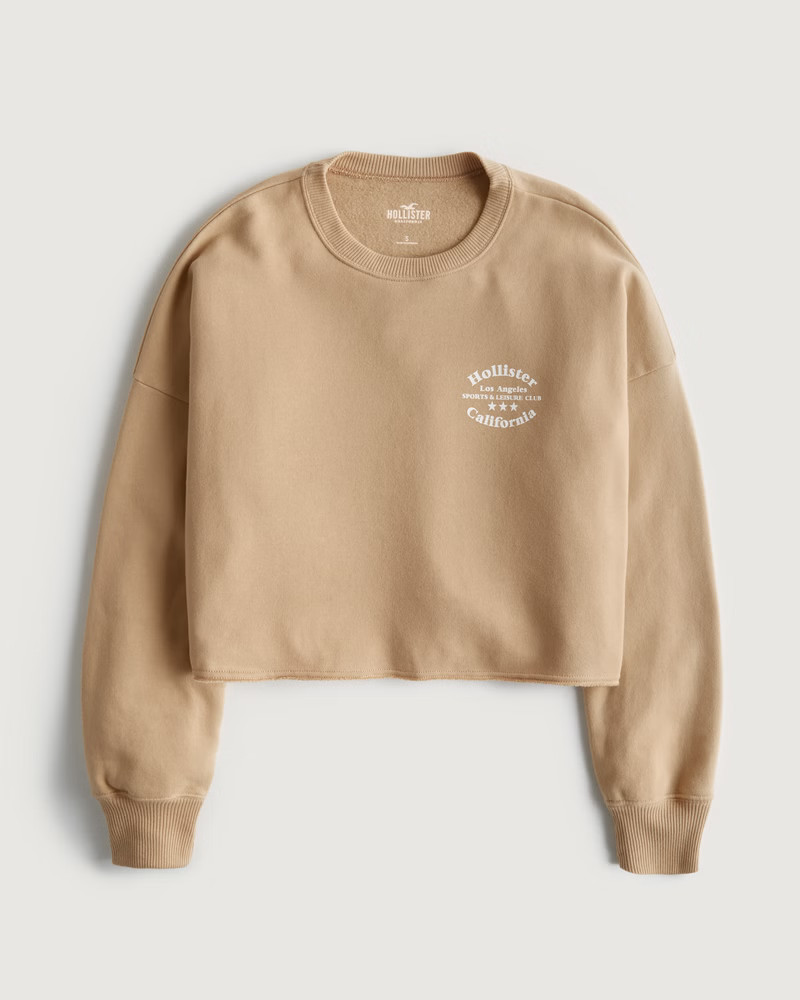 Women's Oversized Print Logo Graphic Crew Sweatshirt | Women's Tops | HollisterCo.com | Hollister (US)