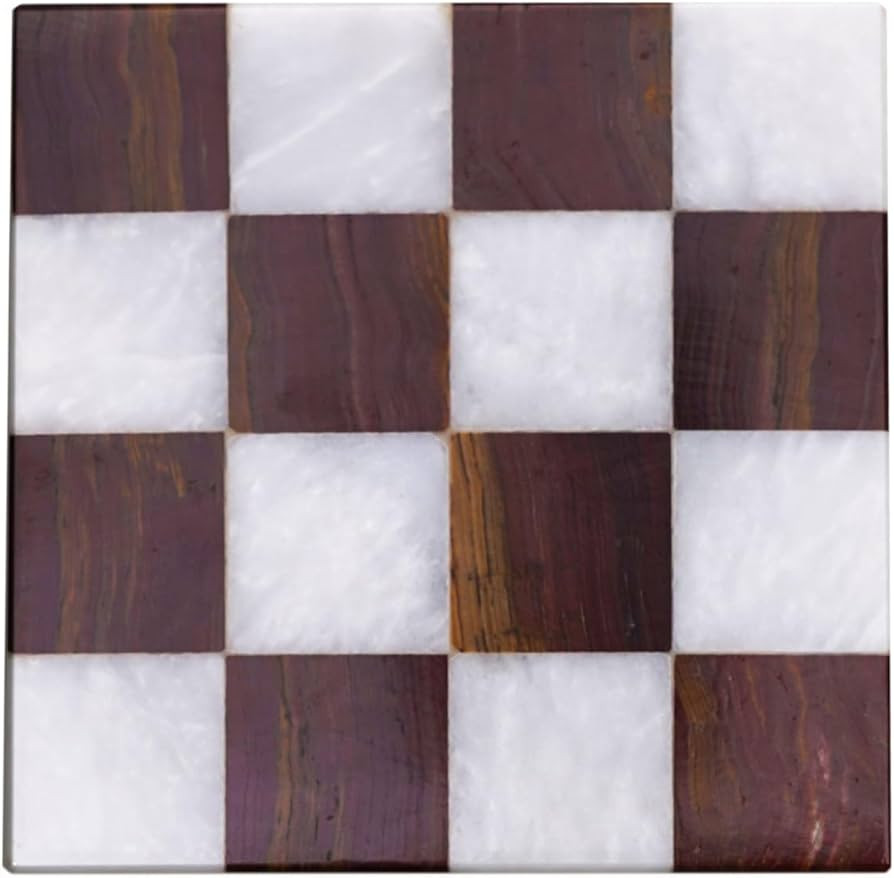 Marble Checkered Coasters Set of 4 – Handmade Natural Stone Drink Coasters with Felt Bottom, 4x... | Amazon (US)