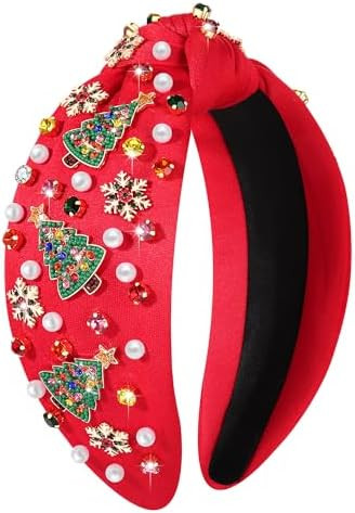 boderier Christmas Headbands for Women Beaded Christmas Tree Headband Crystal Wide Knotted Headba... | Amazon (US)
