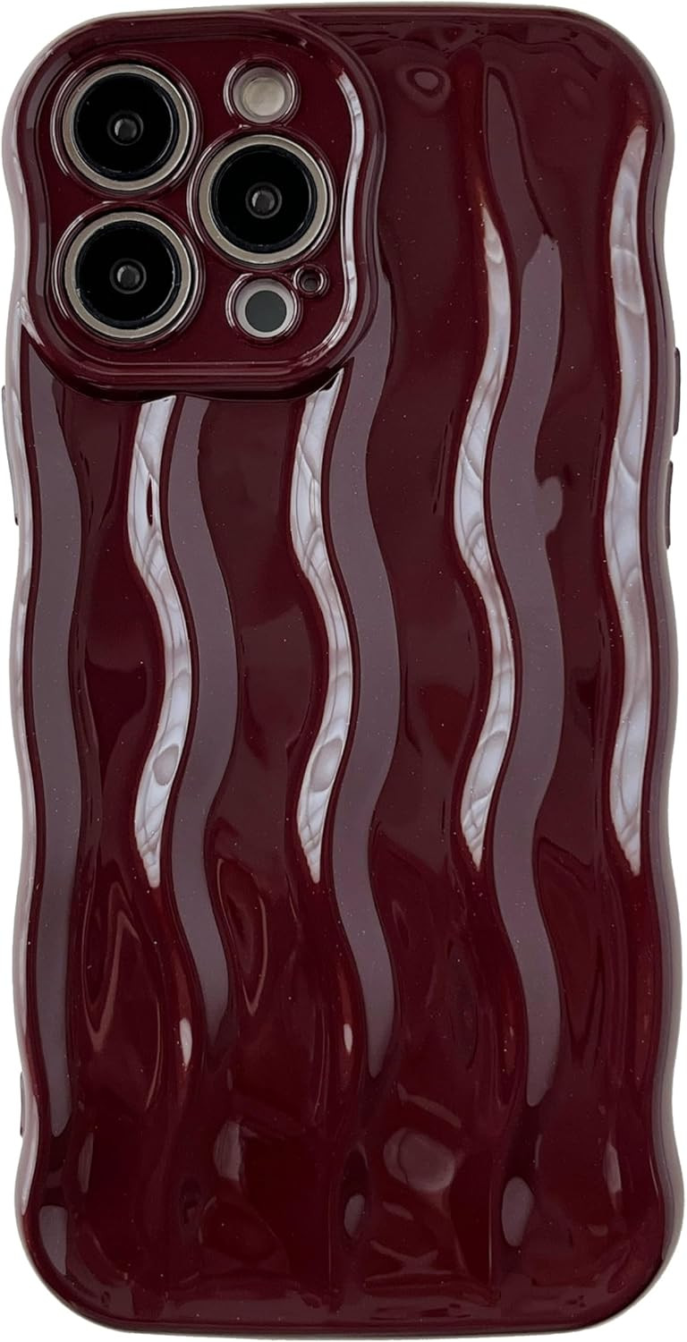 Caseative for iPhone 13 Pro Max Case,Water Ripple Pattern Curly Wave Frame Soft Phone Case (Wine ... | Amazon (US)