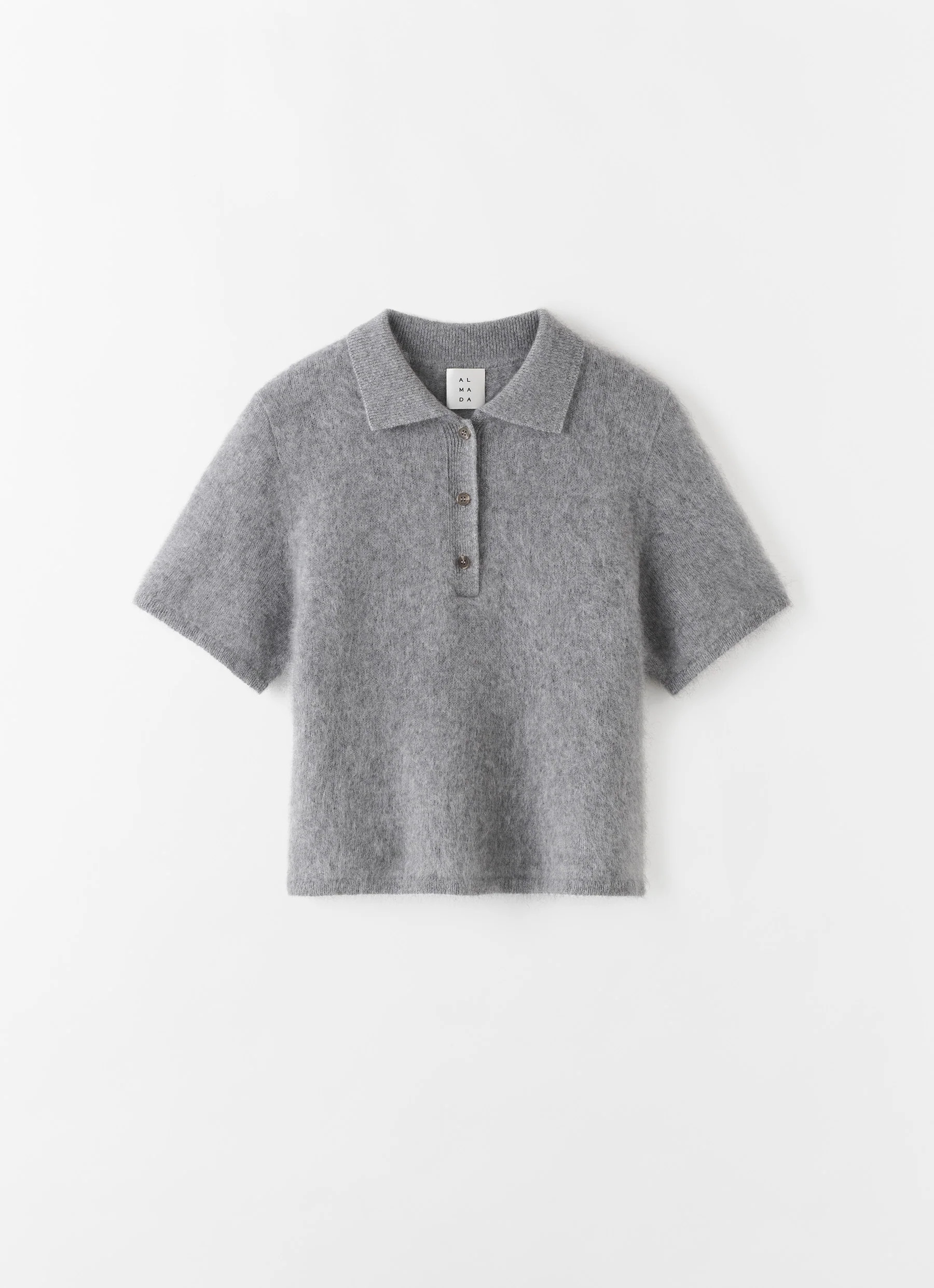 Maika Brushed Collar T-shirt, grey | Almada Label
