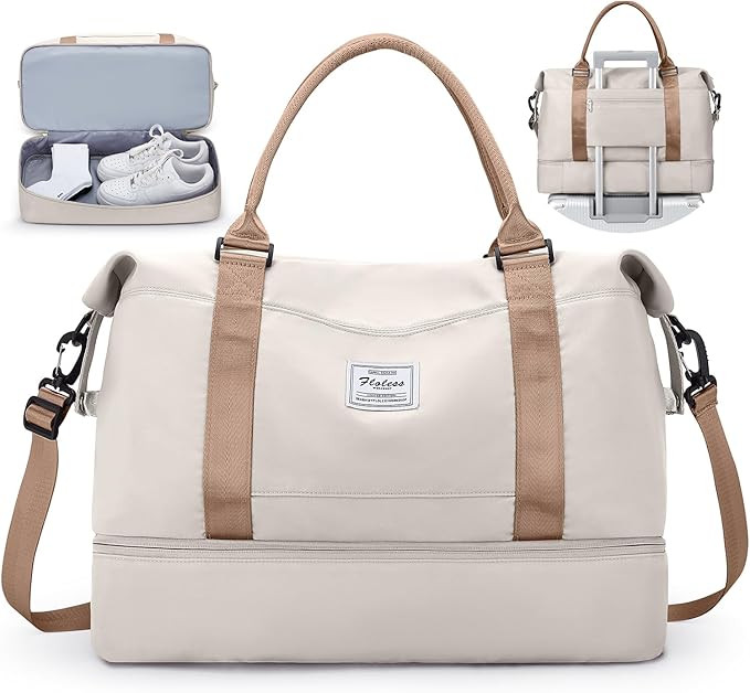 Travel Duffel Bag with Shoes Compartment, Overnight Weekender Bags for Women,Carry on Personal It... | Amazon (US)