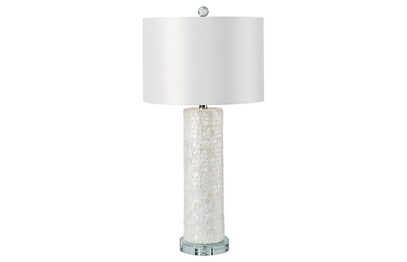 Scalloped Capiz Column Table Lamp, White | One Kings Lane