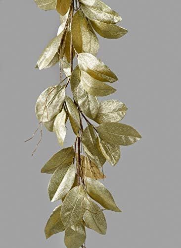 Serene Spaces Living 55in Long Glitter Gold Magnolia Leaf Garland, Ideal to Hang at Wedding, Stor... | Amazon (US)