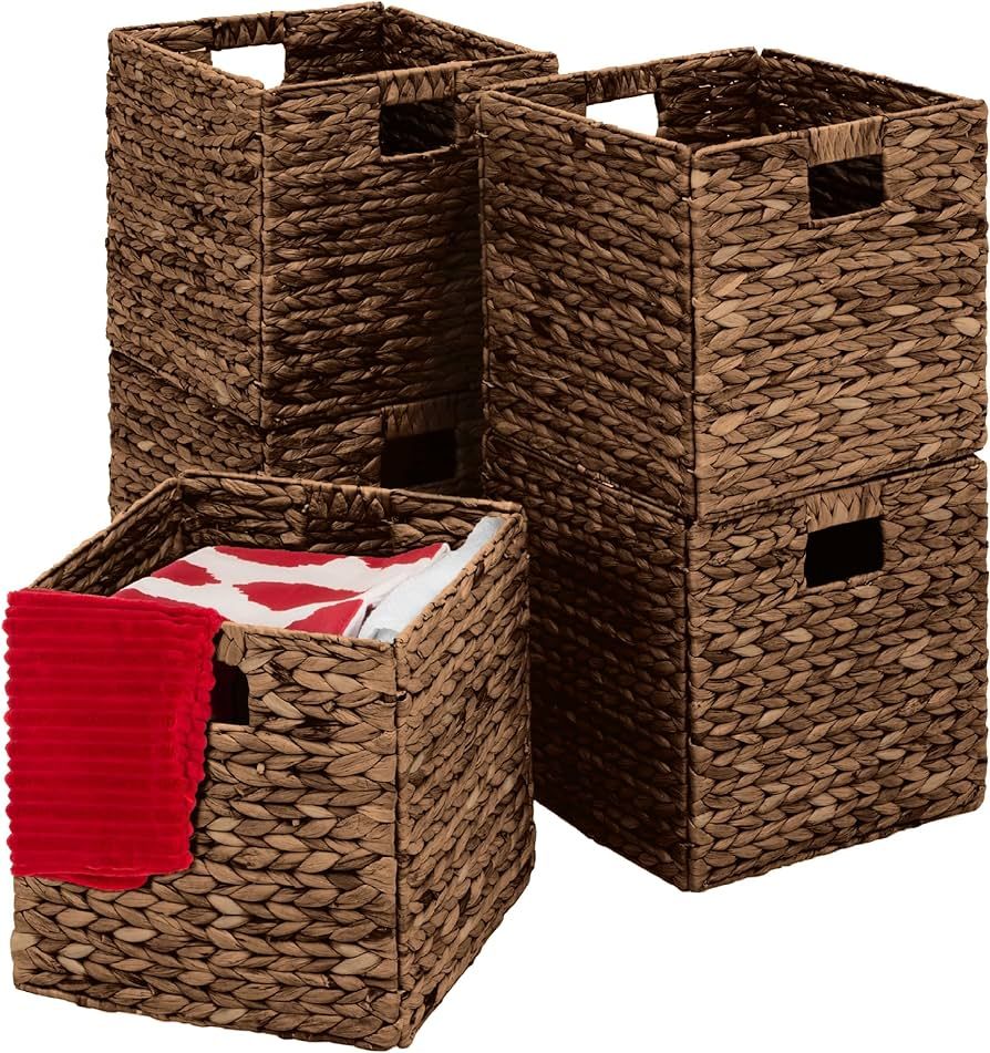 Best Choice Products 13x13in Hyacinth Baskets, Rustic Set Of 5 Multipurpose Collapsible Storage O... | Amazon (US)