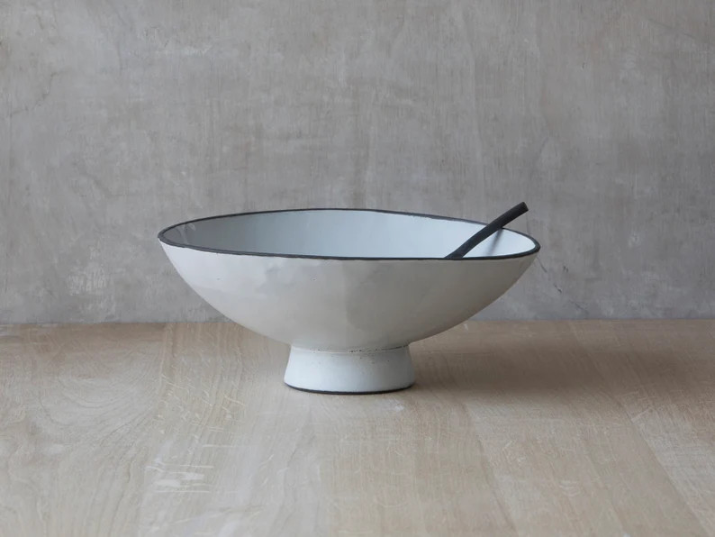 Large Ceramic Bowl White Serving Bowl Ceramic Bowl Pottery | Etsy | Etsy (US)