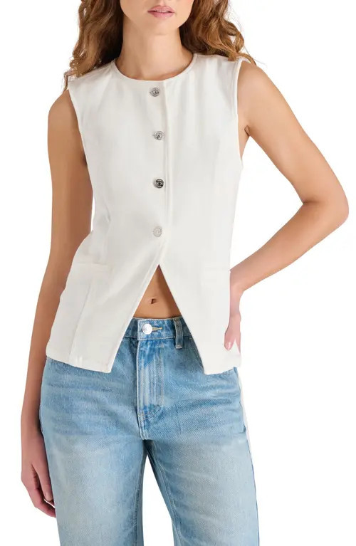 Steve Madden Wesley Button-Up Vest in White at Nordstrom, Size Small | Nordstrom