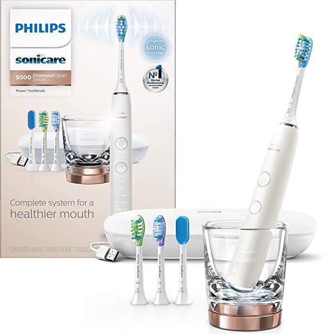 Philips Sonicare DiamondClean Smart 9500 Rechargeable Electric Power Toothbrush, Rose Gold, HX992... | Amazon (US)