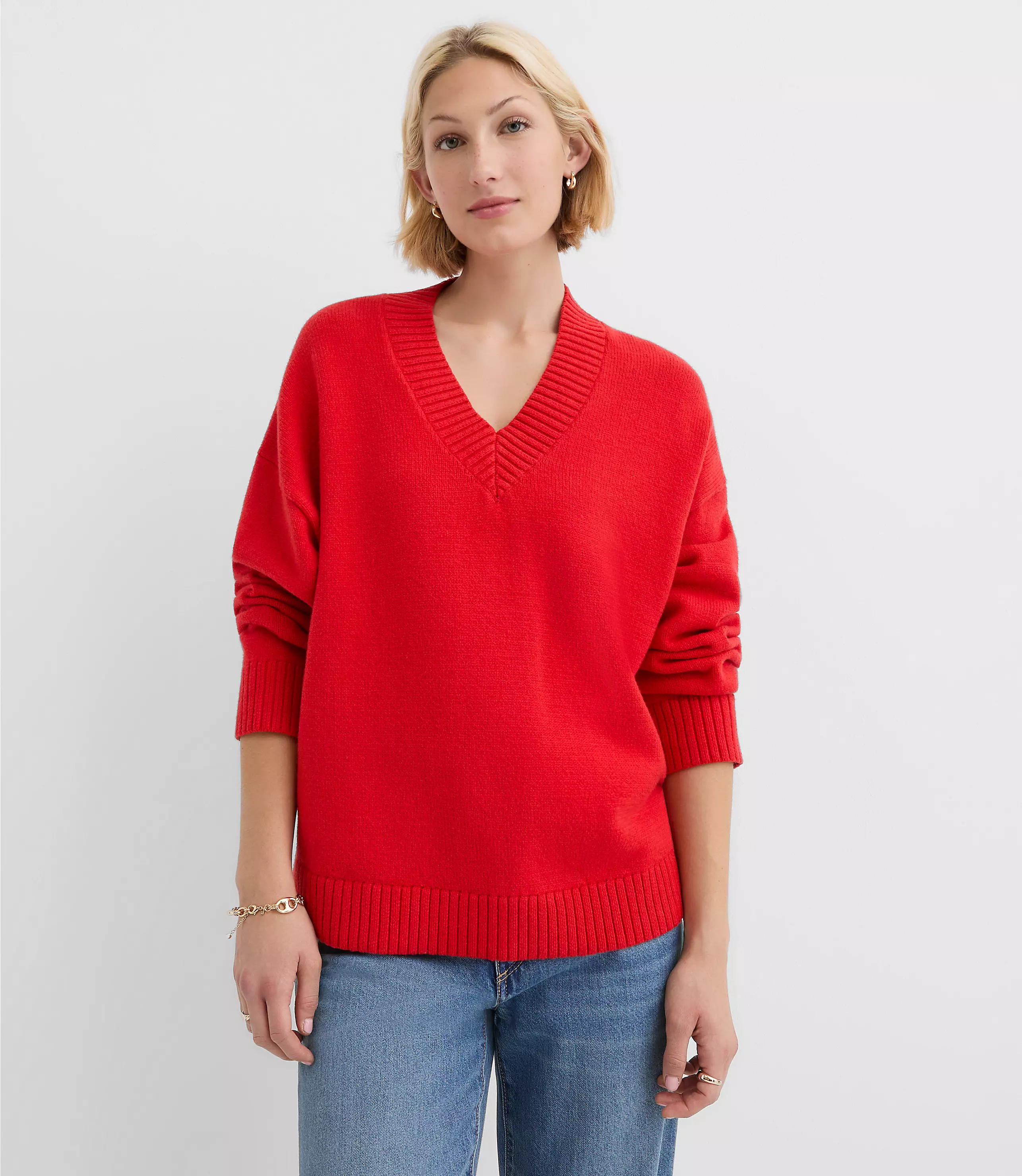 Slouchy V-Neck Sweater | LOFT