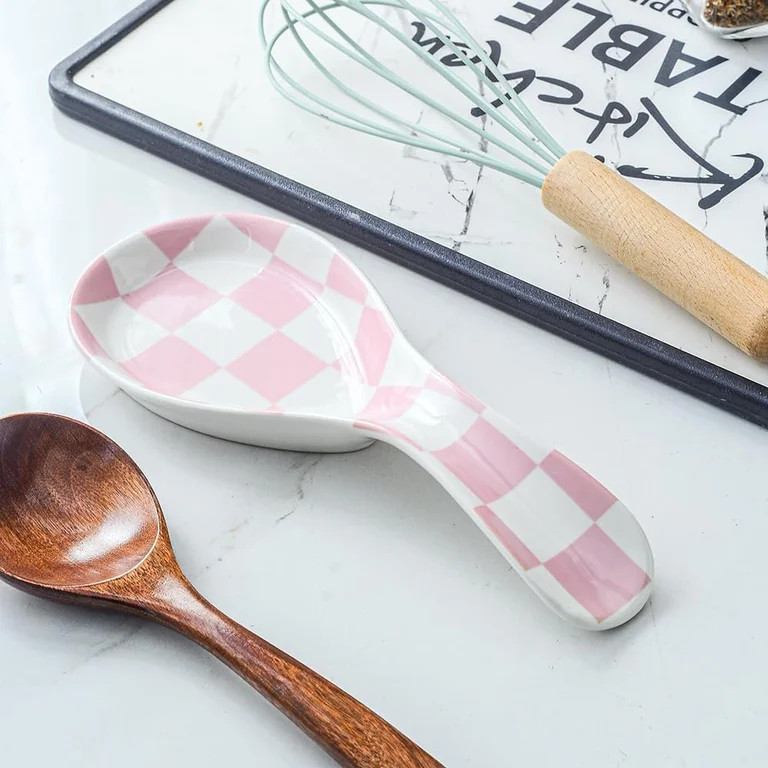 TYHREF-Ceramic Spoon Rest for Stove Top, Checkered Spoon Holder Utensil Rest, Cute Spoon Rests fo... | Walmart (US)