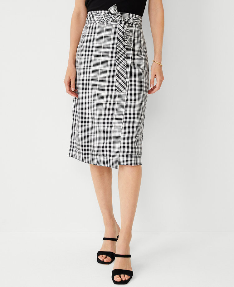 Plaid Tie Waist Wrap Midi Skirt | Ann Taylor (US)