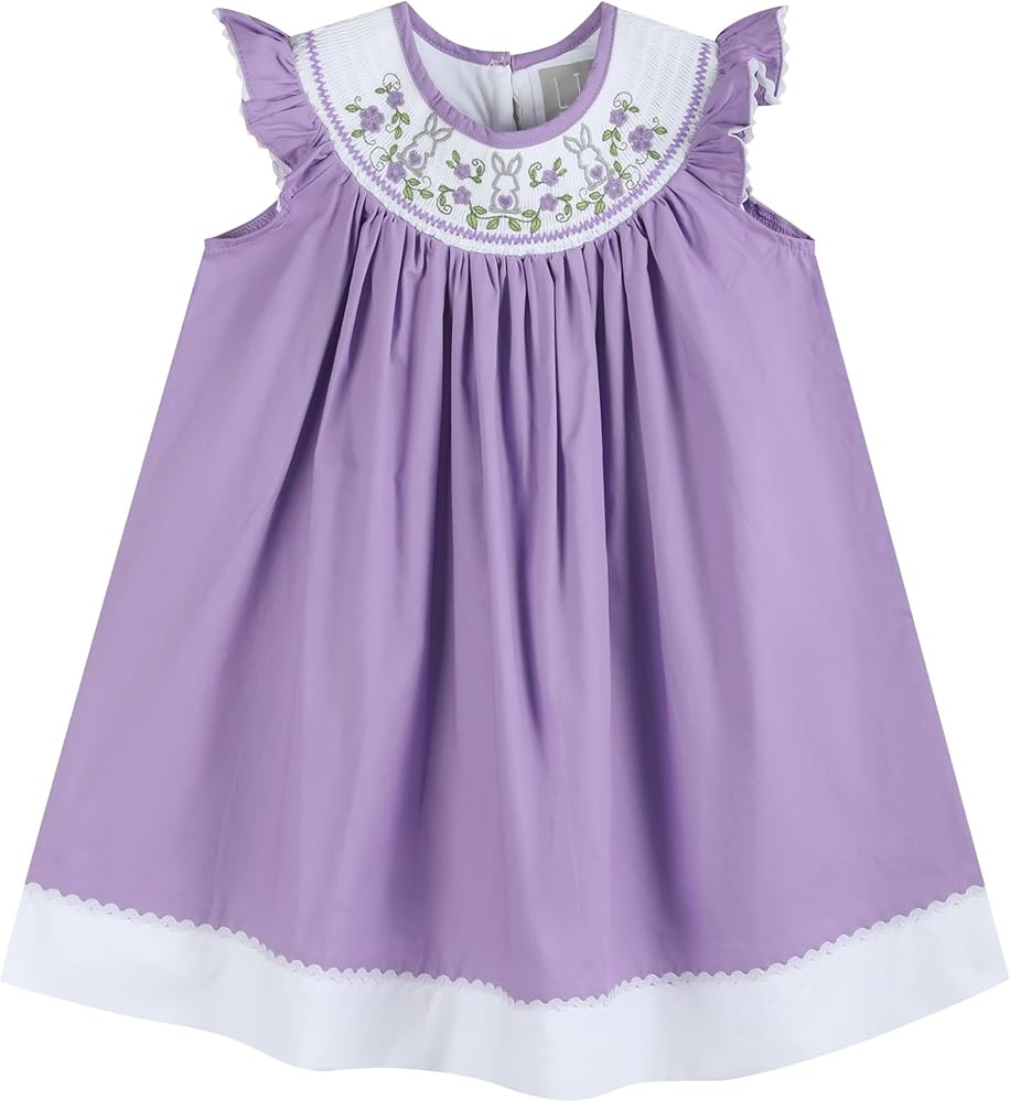Lil cactus Baby and Girls Smocked Easter Bunny Bishop Dress | Amazon (US)