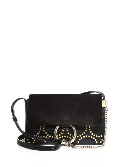 Faye Small Studded Circle Suede &amp; Leather Shoulder Bag | Saks Fifth Avenue
