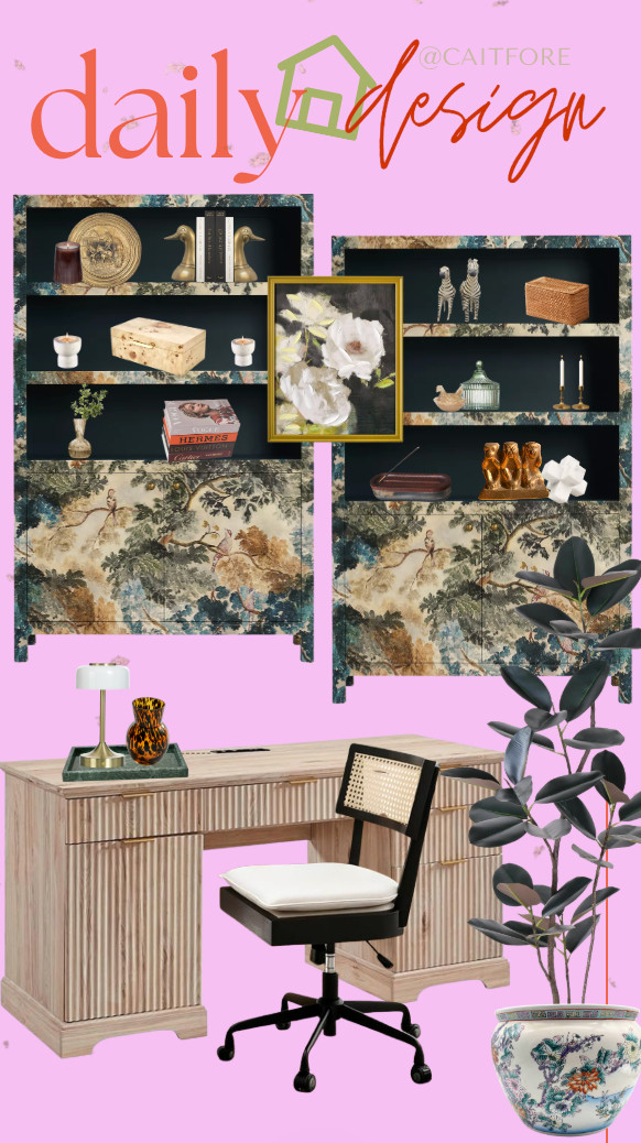 A moody maximalist office design with shelf styling too 

 #LTKHome