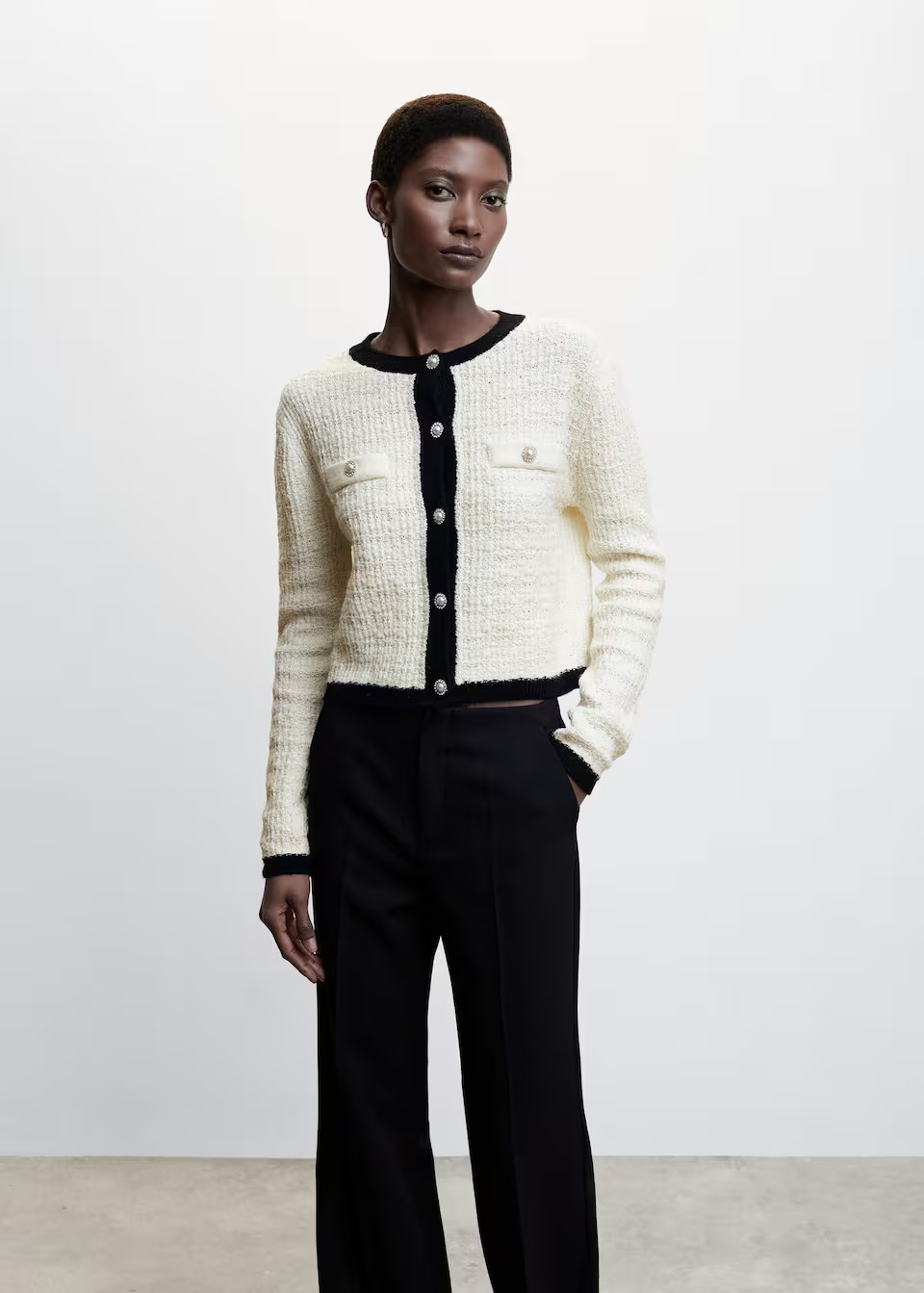 Pocket tweed cardigan -  Women | Mango USA | MANGO (US)