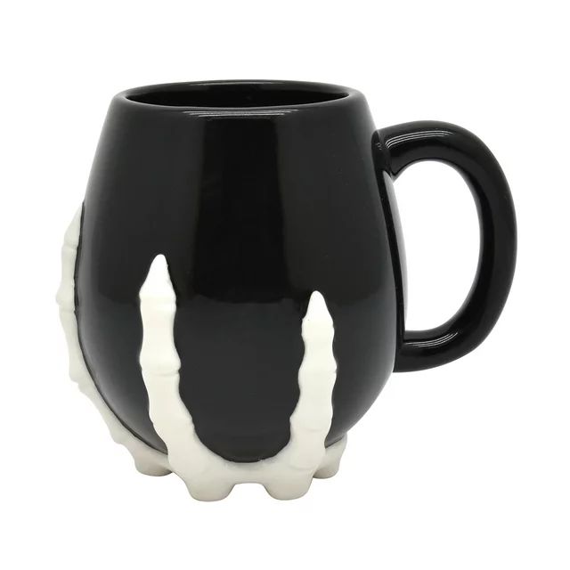 Halloween Skeleton Hand Mug, Black Ceramic Mug with White Skeleton Hand, 16 oz, Way to Celebrate | Walmart (US)
