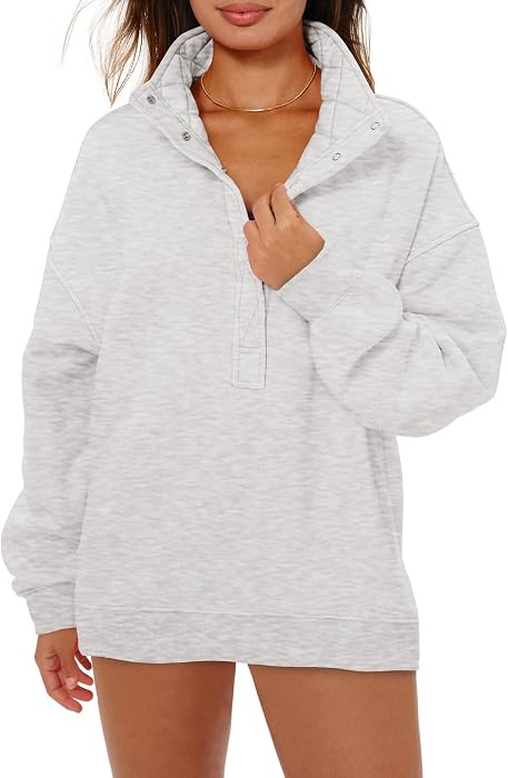 Oversized Silhouette,Aesthetic Drop Shoulder,Cotton Blend,Soft Fleece Sweaters,Henley Sweatshirt,... | Amazon (US)
