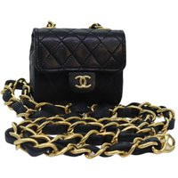 Womens Preloved Mini Mini Matelasse Chain Pouch Lamb Skin Black Gold CC Auth - One Size | NastyGal UK