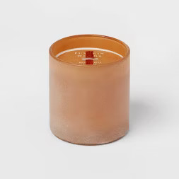 14oz 2-Wick Deco Gold Dusted Cylinder Glass Woodwick Pumpkin Candle Yellow - Threshold™ | Target