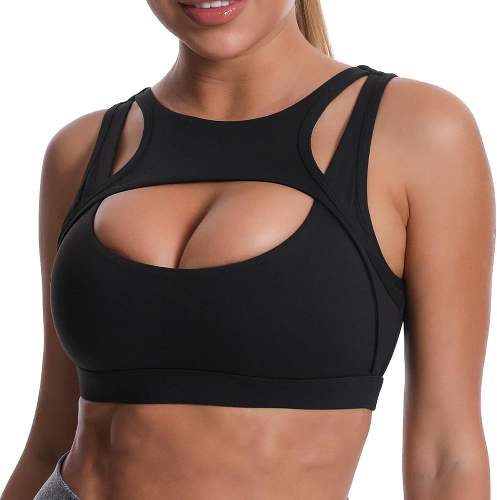 JOJOANS Push Up Sports Bras for Women Padded Sexy Yoga Bra Hollow Cut Out Crop Top Workout Tops M... | Amazon (US)