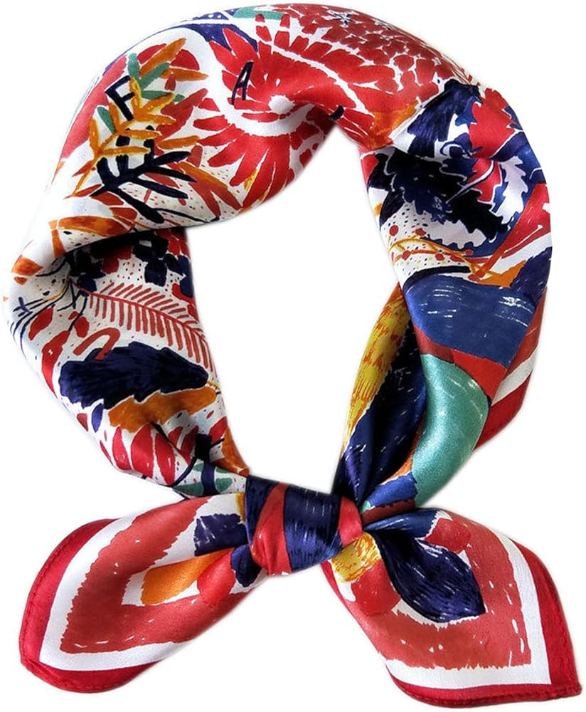 27.5 Inch Silk Feeling Scarf for Women Square Satin Head Scarf Hair Wrap Bandana | Amazon (US)