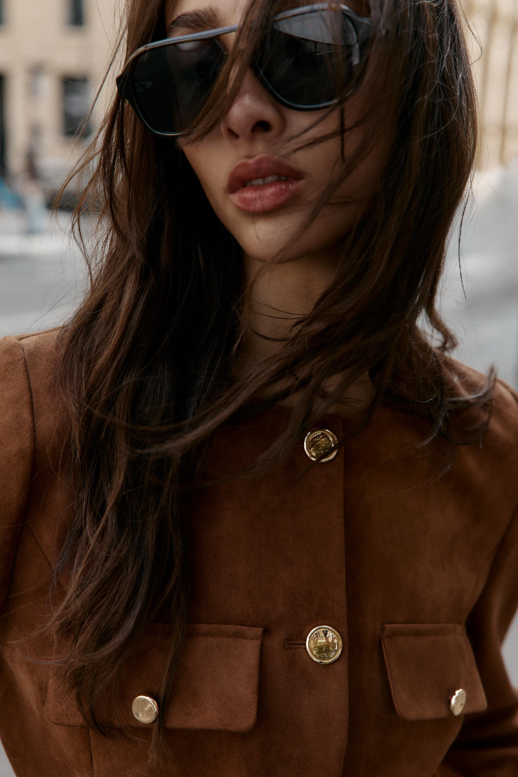 FAUX SUEDE BELTED BLAZER | Zara US