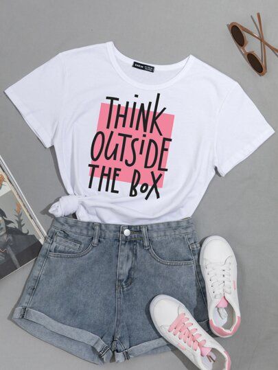 Plus Slogan Graphic Tee | SHEIN