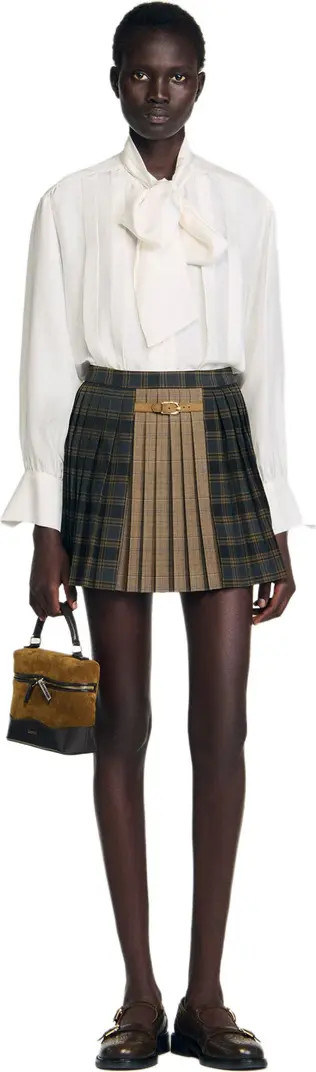 Check pattern pleated mini shirt | Nordstrom