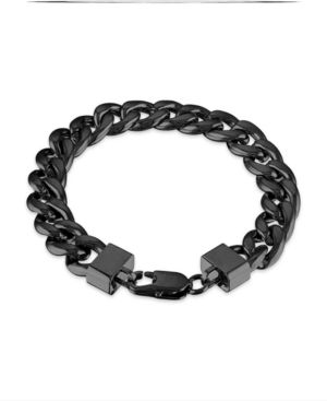 Men's Cuban Link (11-3/4mm) 8 1/2" Chain Bracelet in Yellow Ip over stainless steel (Also in Black I | Macys (US)