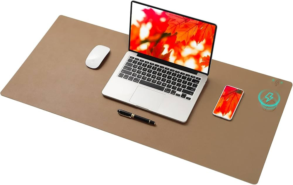 Wireless Charging Mouse Pad Firelison 2 in 1 Leather Multifunctional Office Desk Pad with Non-Sli... | Amazon (US)