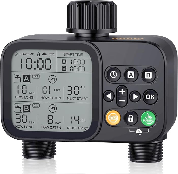 Sprinkler Timer 2 Outlets, Programmable Water Hose Timer with Rain Delay/Manual/Automatic Waterin... | Amazon (US)