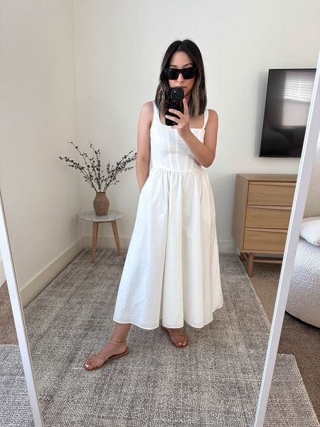 Wayf corset dress. 

Love this dress much! Straps run long, sk habe them pinned. I’ll have to get them altered, but the fit of this dress is worth it! Simple, yet so elevated. Has pockets too! Wearing the xs 

White dress, dresses, summer dress, vacation dress, sandals #LTKunder100

